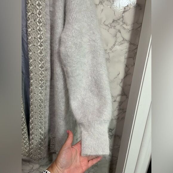 A.B.C White Beaded Angora Rabbit Hair Cardigan Sweater Coat Size OS - Picture 3 of 7